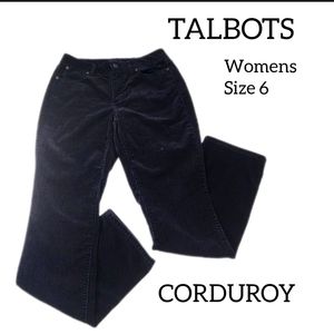TALBOTS WOMENS BLACK CORDUROY JEANS  SIZE 6